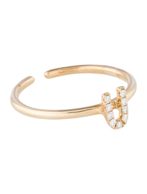 Ring 14K Diamond Initial 'U' Cocktail Ring