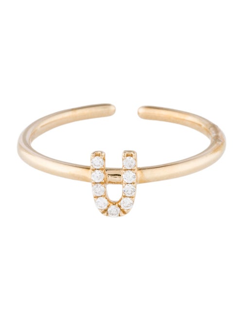 Ring 14K Diamond Initial 'U' Cocktail Ring