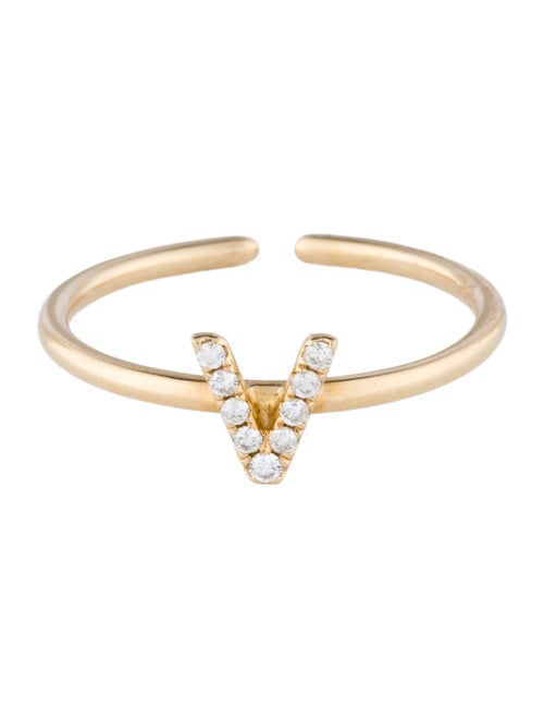 Ring 14K Diamond Initial 'V' Cocktail Ring