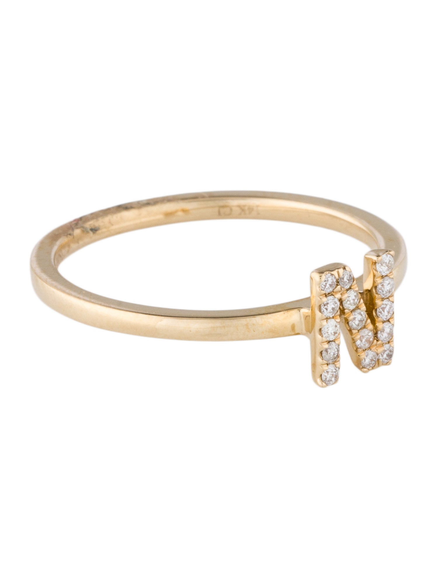 Ring 14K Diamond Initial 'N' Cocktail