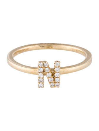 Ring 14K Diamond Initial 'N' Cocktail Ring
