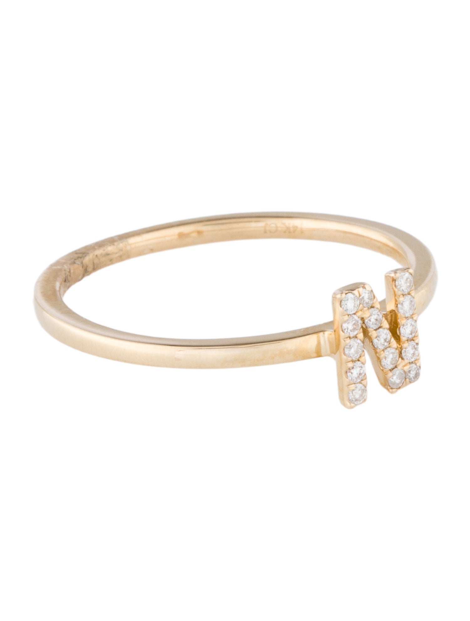 Ring 14K Diamond Initial 'N' Cocktail