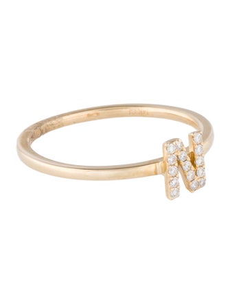 Ring 14K Diamond Initial 'N' Cocktail Ring