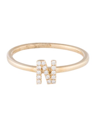 Ring 14K Diamond Initial 'N' Cocktail Ring