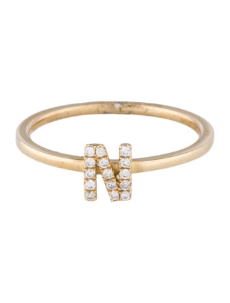 Ring 14K Diamond Initial 'N' Cocktail Ring