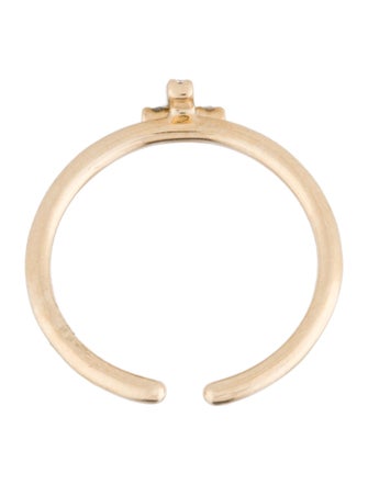 Ring 14K Diamond Initial 'T' Open End Cocktail Ring