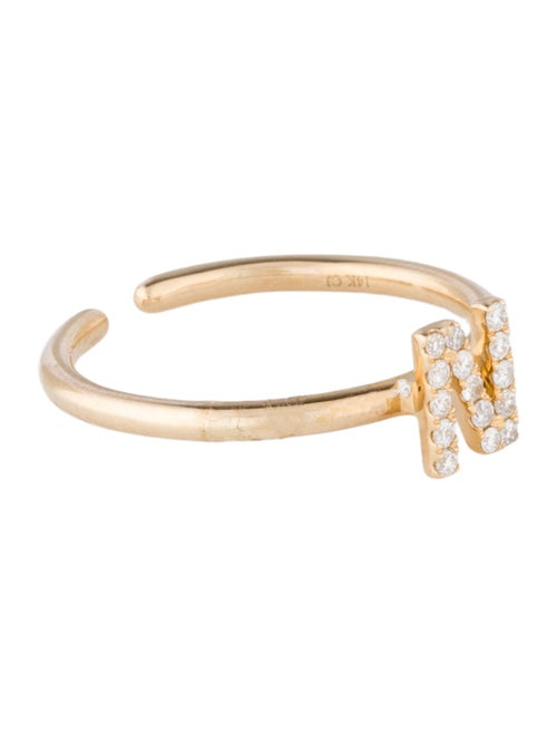 Ring 14K Diamond Initial 'N' Open End Cocktail Ring