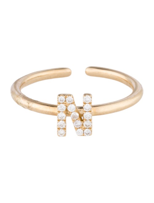 Ring 14K Diamond Initial 'N' Open End Cocktail Ring