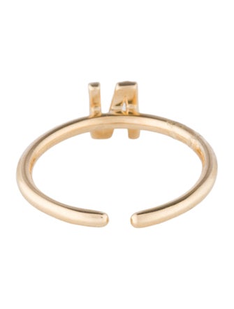 Ring 14K Diamond Initial 'N' Open End Cocktail Ring