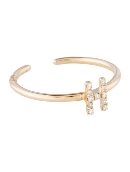 Ring 14K Diamond Initial 'H' Cocktail Ring