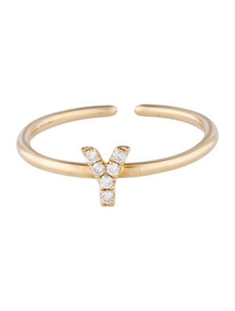 Ring 14K Diamond Initial 'Y' Cocktail Ring