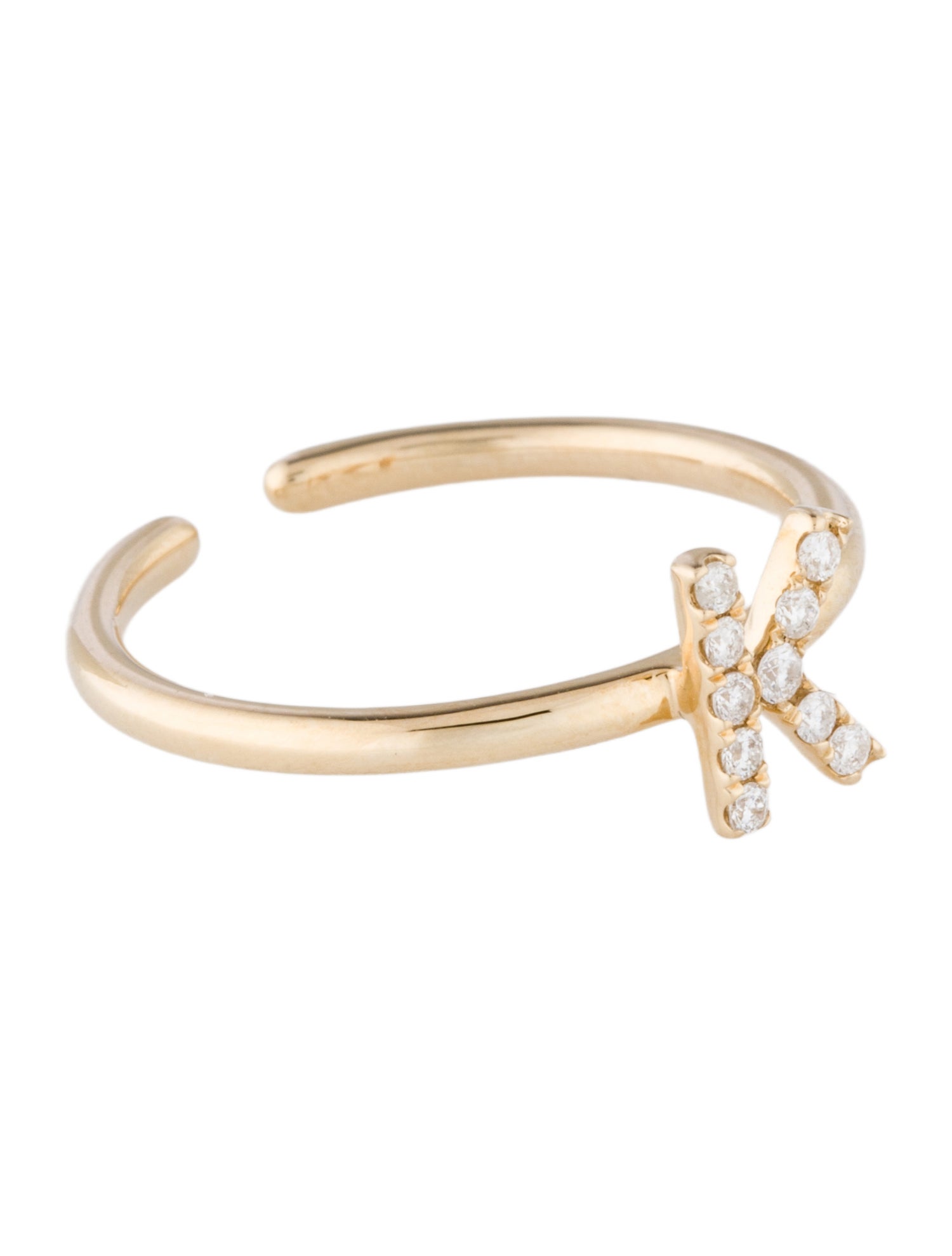 Ring 14K Diamond Initial 'K' Cocktail