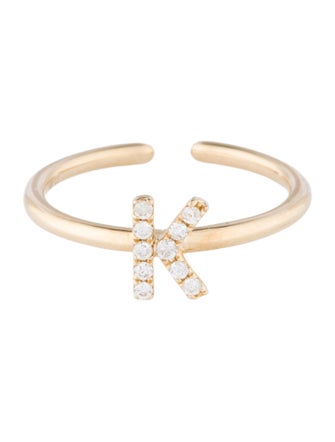 Ring 14K Diamond Initial 'K' Cocktail Ring