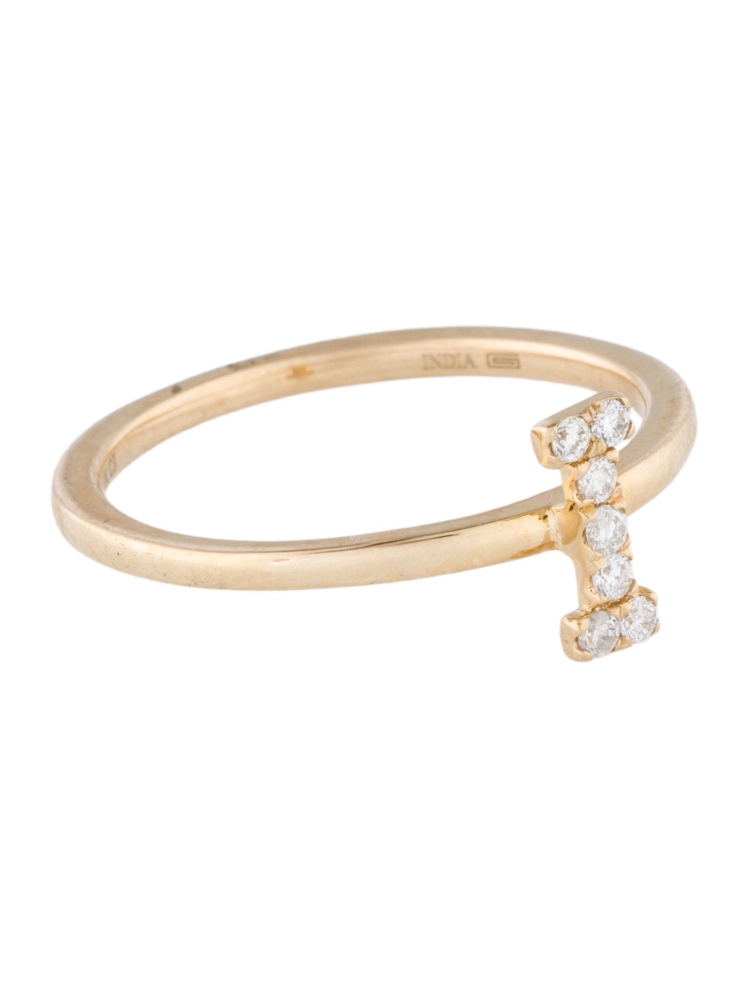 Ring 14K Diamond Initial 'I' Cocktail