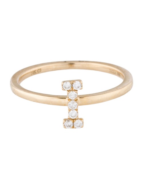 Ring 14K Diamond Initial 'I' Cocktail Ring