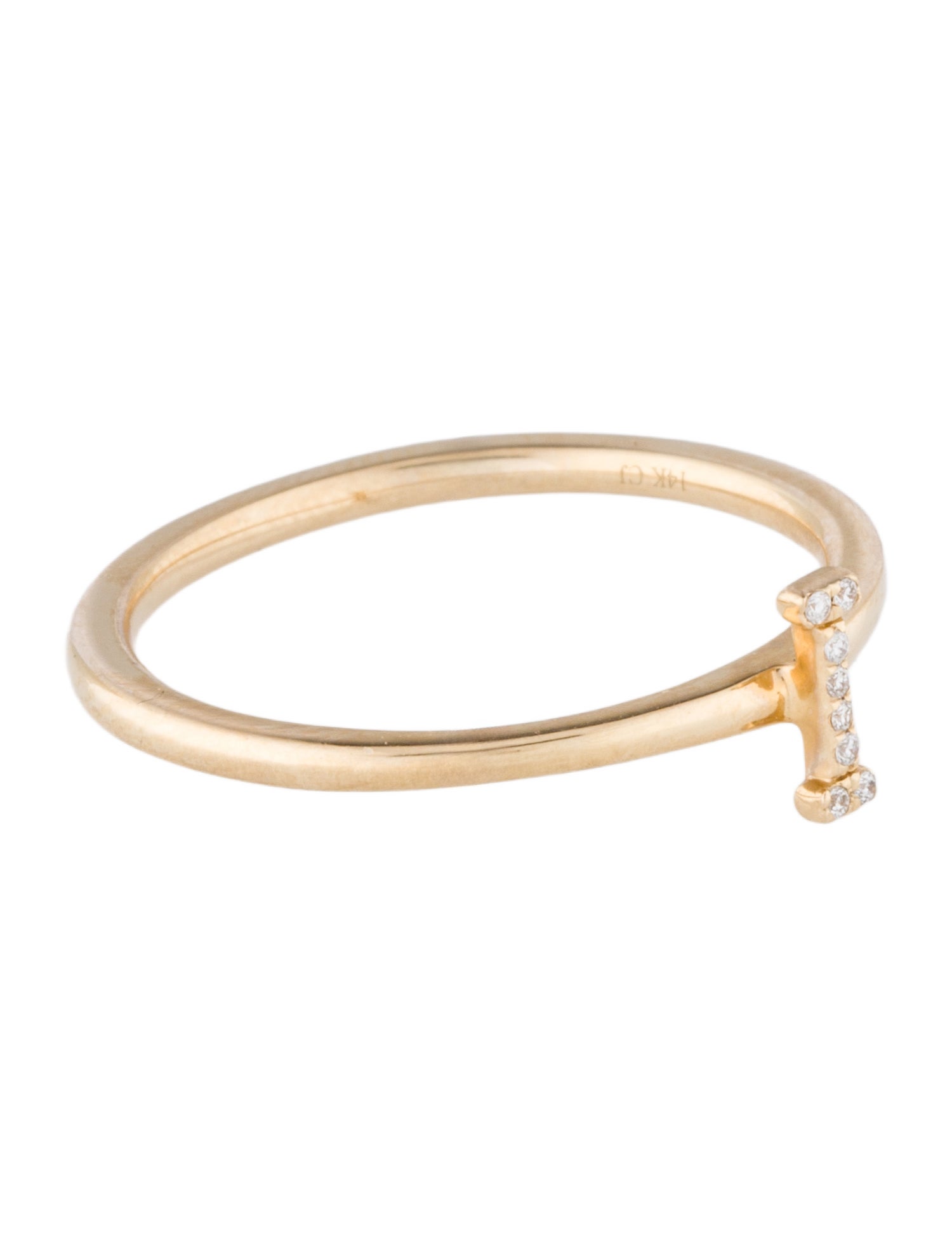 Ring 14K Diamond Initial 'I' Cocktail
