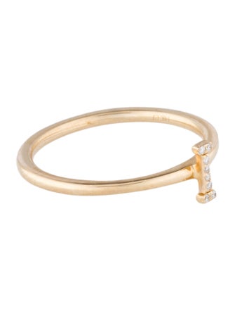 Ring 14K Diamond Initial 'I' Cocktail Ring