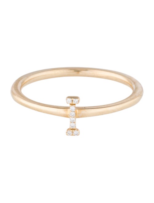 Ring 14K Diamond Initial 'I' Cocktail Ring