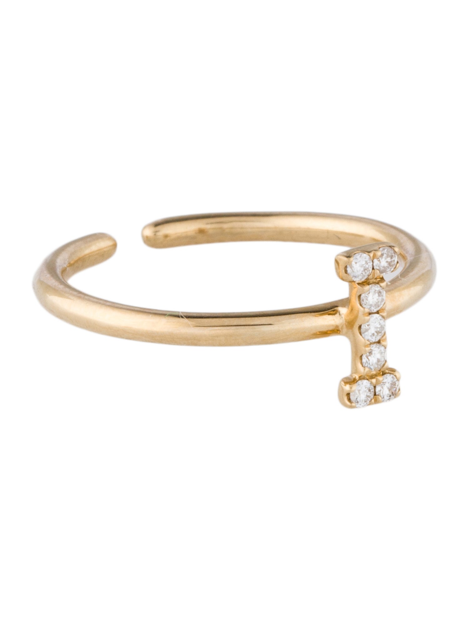 Ring 14K Diamond Initial 'I' Cocktail
