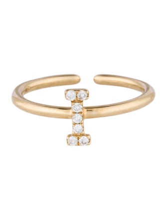 Ring 14K Diamond Initial 'I' Cocktail Ring