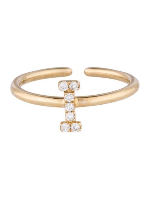 Ring 14K Diamond Initial 'I' Cocktail Ring