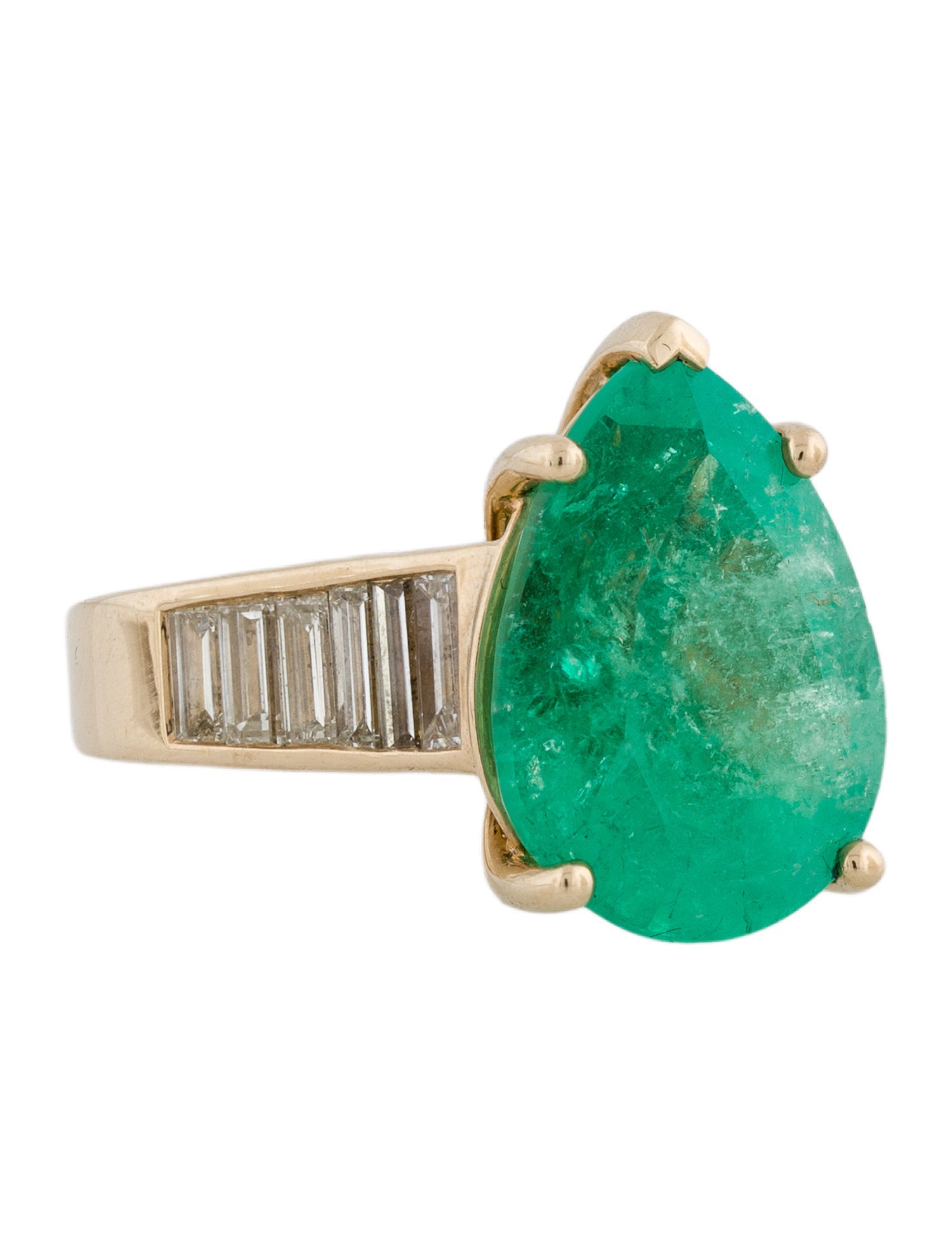 Ring 14K 11.52ct Emerald & Diamond Cocktail