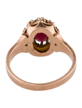 Ring Antique 10K 1.30ct Garnet & Pearl Cocktail Ring