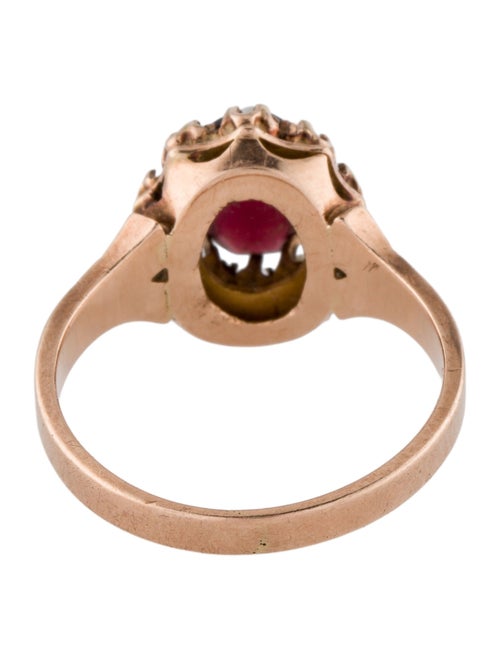 Ring Antique 10K 1.30ct Garnet & Pearl Cocktail Ring