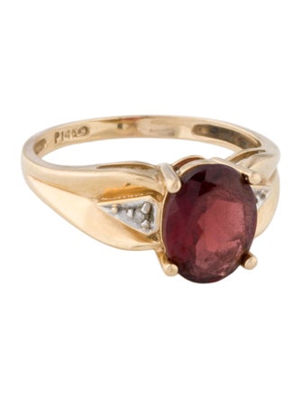 Ring 14K 1.88ct Garnet & Diamond Cocktail Ring