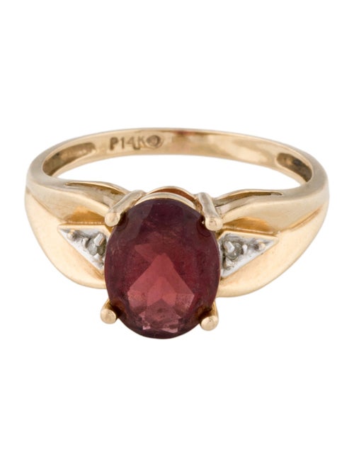 Ring 14K 1.88ct Garnet & Diamond Cocktail Ring