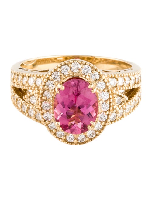 Ring 14K 1.60ct Tourmaline and Diamond Cocktail Ring