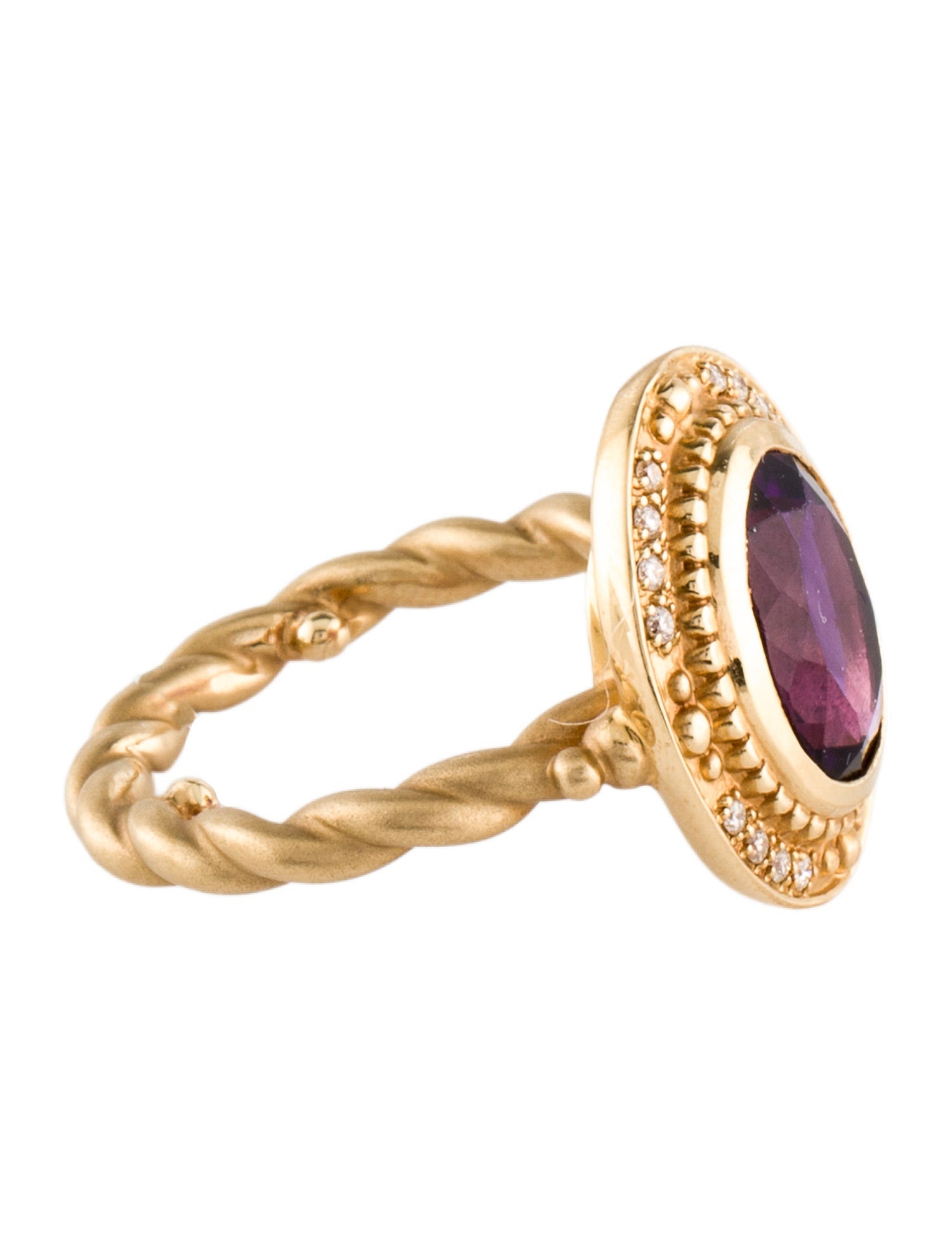 Ring 18K 3.37ct Amethyst & Diamond Cocktail