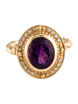 Ring 18K 3.37ct Amethyst & Diamond Cocktail Ring