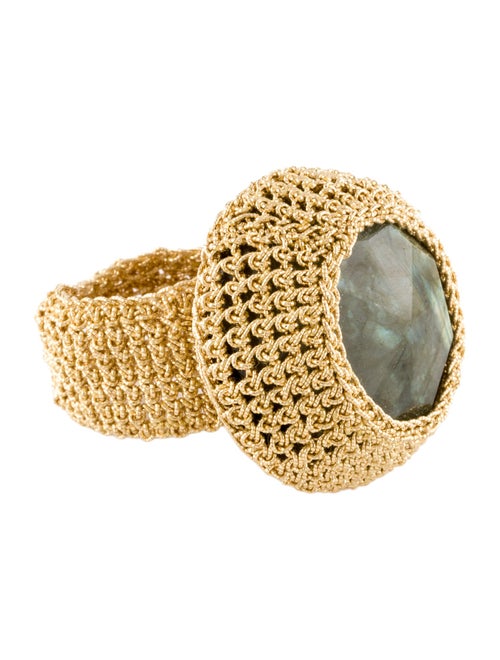 Ring 18K Labradorite Mesh Cocktail Ring