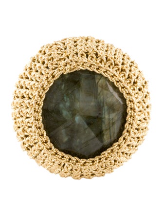 Ring 18K Labradorite Mesh Cocktail Ring