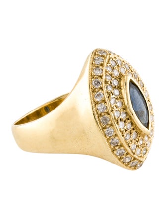 Ring 18K Sapphire & Diamond Marquise Cocktail Ring
