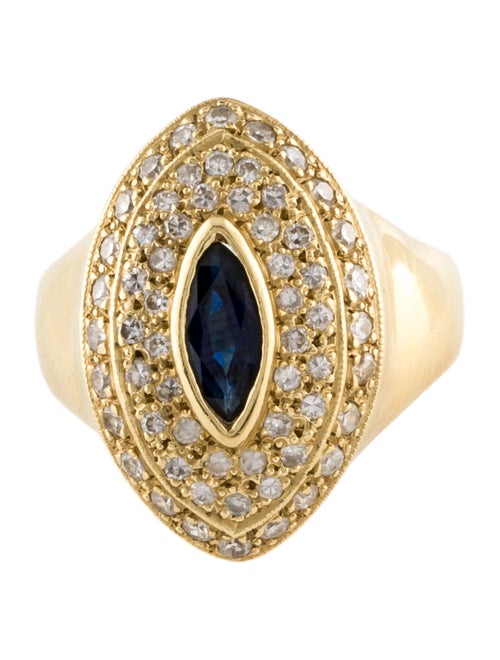 Ring 18K Sapphire & Diamond Marquise Cocktail Ring