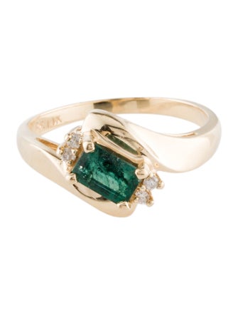 Effy Jewelry 14K Emerald & Diamond Cocktail Ring