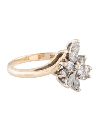 Ring 14K Diamond Cluster Cocktail Ring