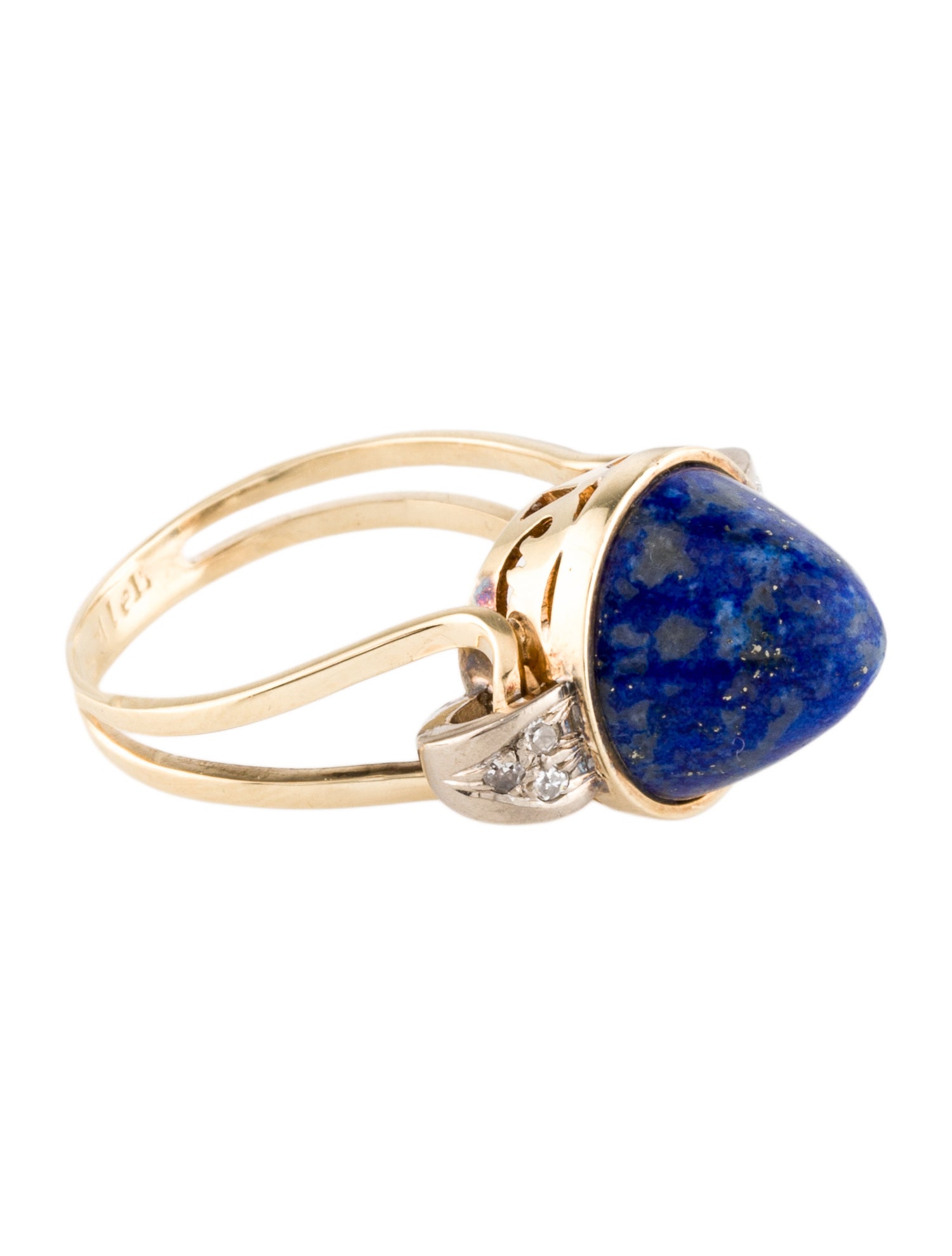 Ring 14K Lapis Lazuli and diamond Cocktail