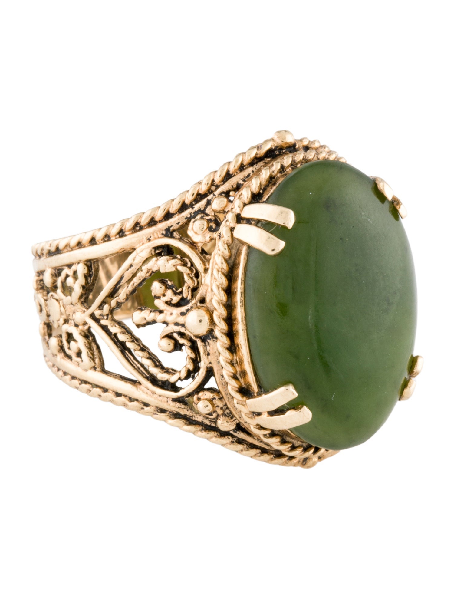 Ring 10K Nephrite Cocktail