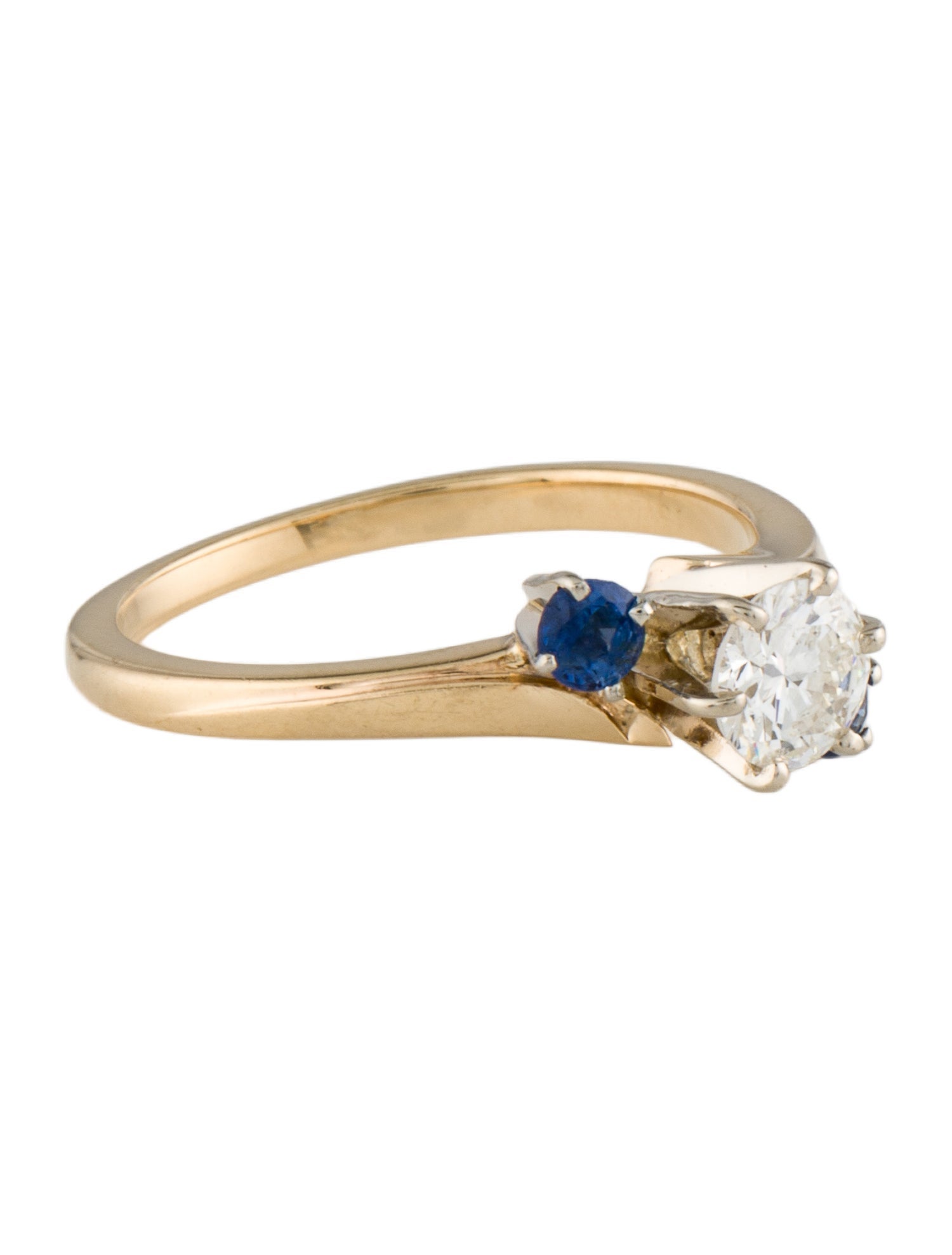 Ring 14K Diamond & Sapphire Cocktail