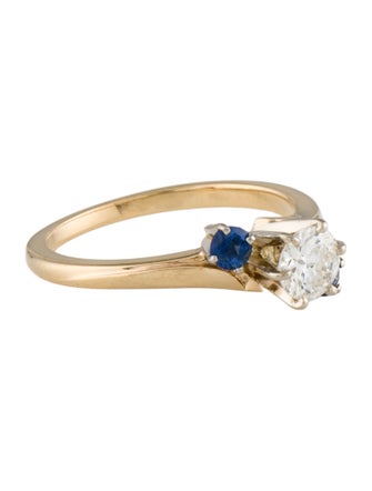 Ring 14K Diamond & Sapphire Cocktail Ring
