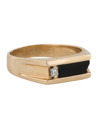 Ring 14K Onyx & Diamond Band Ring