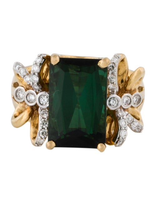 Ring 18K 7.12ctw Tourmaline & Diamond Cocktail Ring