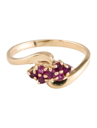 Ring 10K Ruby Cluster Cocktail Ring