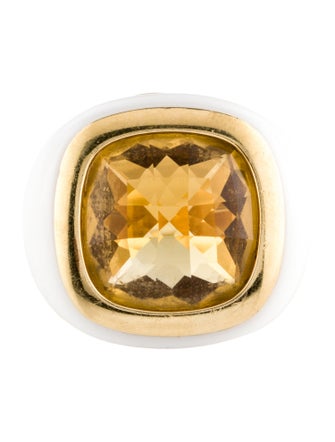 Ring 18K Citrine & Ceramic Cocktail Ring