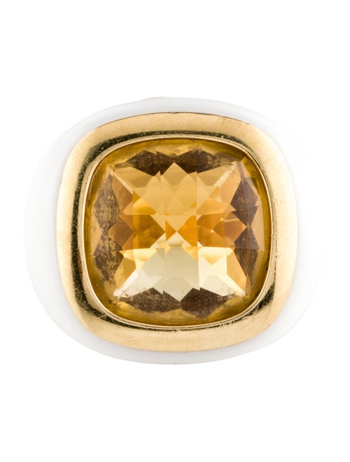 Ring 18K Citrine & Ceramic Cocktail Ring