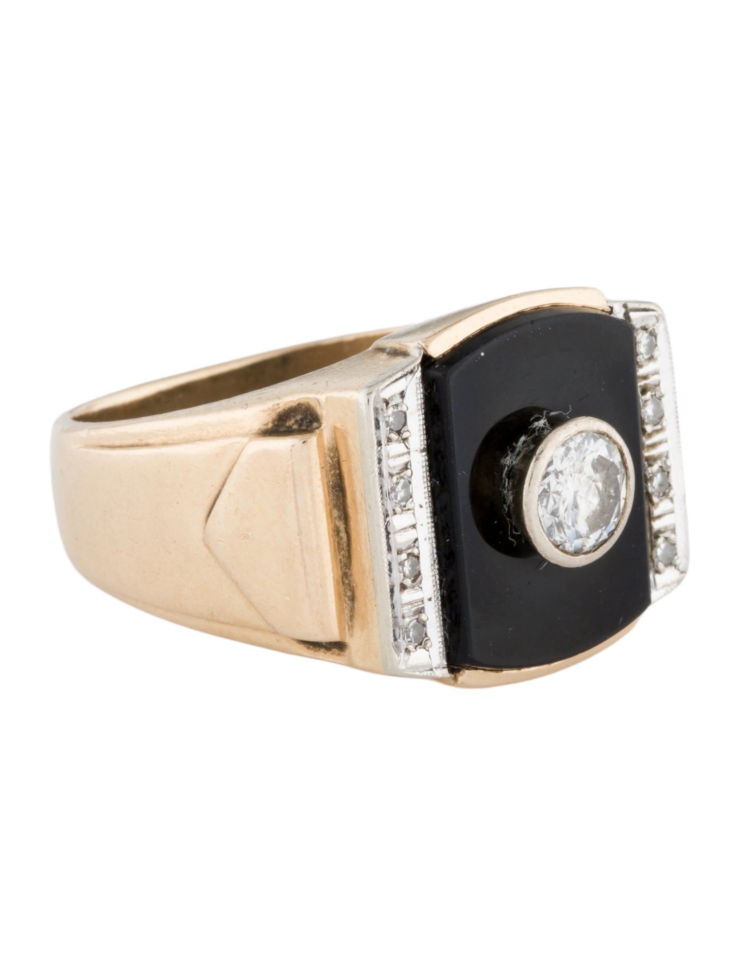 Ring 14K Onyx & Diamond Signet Ring