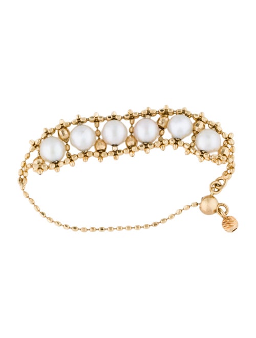 Ring 18K Pearl String Line Wrap Ring